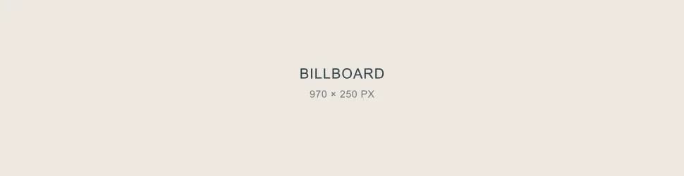 Placeholder técnico do formato Billboard, 970 por 250 pixels